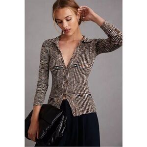 LITTLE LIES Spacedye Button-Up Collared Knit Top